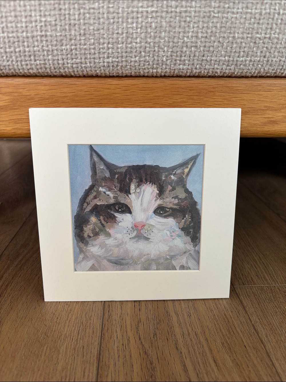 Original Cat Portrait Wall Art Print - White Mat